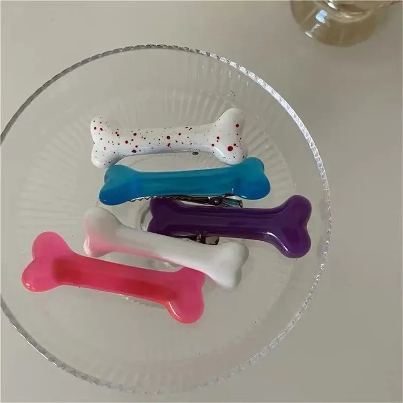 Y2K Dog Bones Hair Clips Hairpin Women Grils Punk Headwear Barrettes Hair Band Accessories Funny Cartoon Dog Bone Side Hair Pins