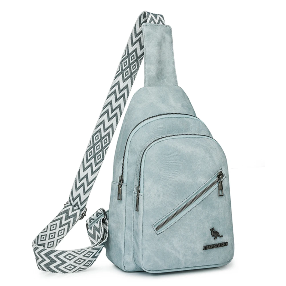 

PU Leather Chest Bag Crossbody Sling Bag Adjustable Guitar Strap Travel Fanny Pack Simple Shoulder Bag for Outdoor Travel