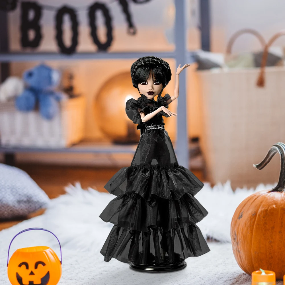 Wednesday Collectible in Black Gothic Gown Premium Accessories and Doll Stand Inspired by Dance Scene