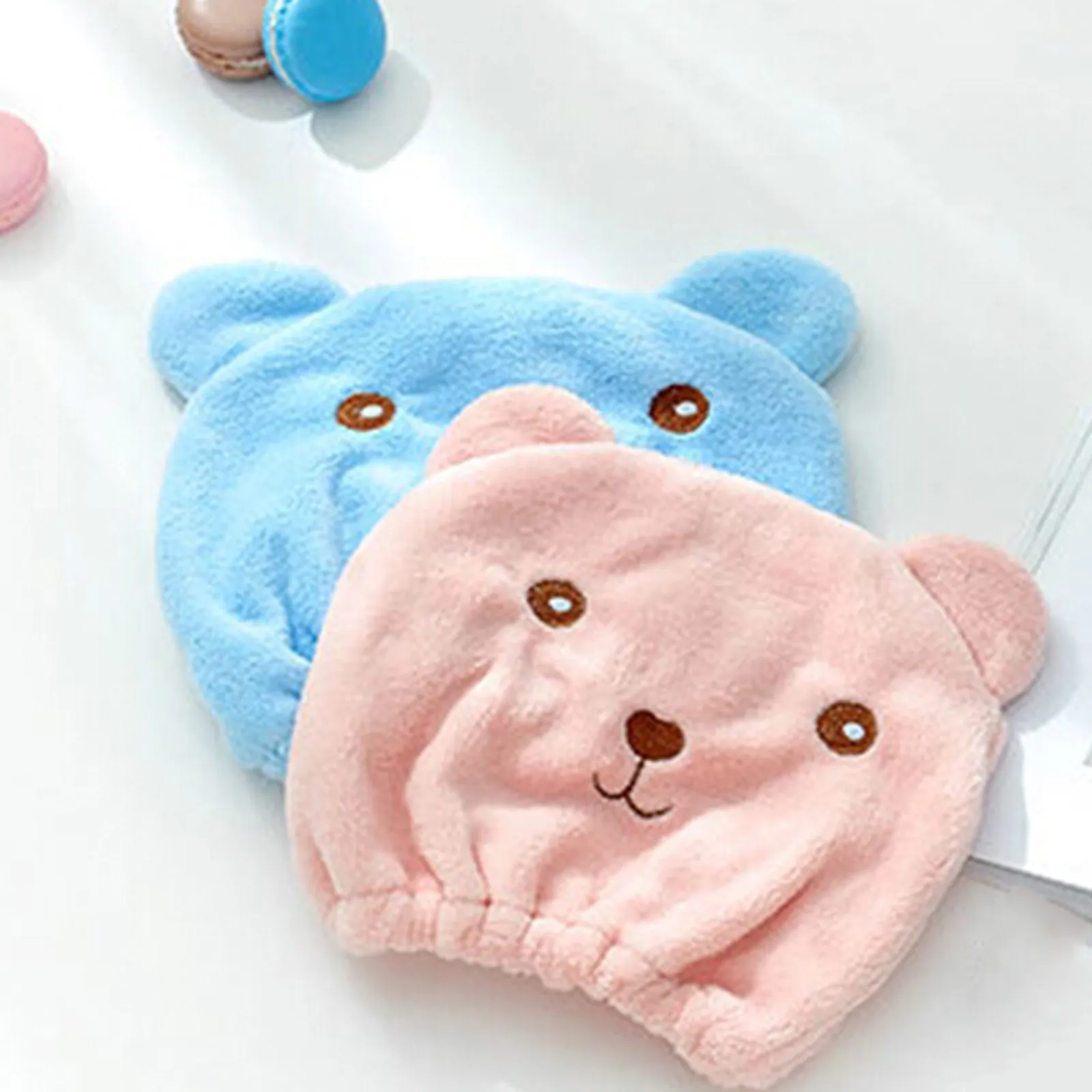 Animal Pattern Dry Hair Hat Efficient Moisture Wicking Coral Fleece Bathing Cap Ideal for Shower Makeup Face Wash Blue
