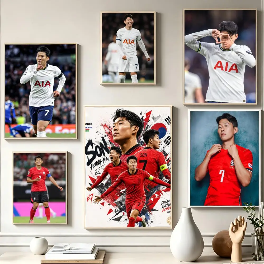 Son Heung-min Sonnymin Tottenham Hotspur Legend Asian Star Calligraphy Mid-century wall Bathroom moisture-proof Textured replica