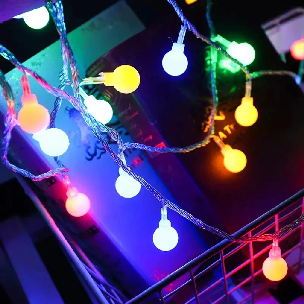 Lampu Tali LED 10M dengan USB/Baterai, Lampu Garland Bola untuk Dekorasi Luar Ruangan, Pernikahan, Taman, Natal