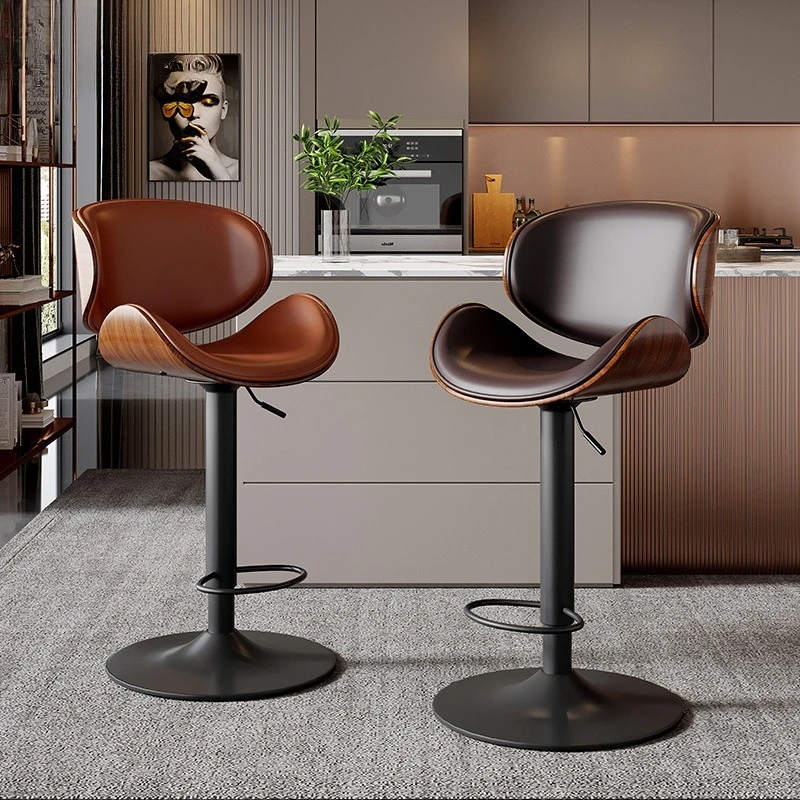 

Light luxury bar chair lifting and rotating modern simple backrest bar stool home front desk bar chair fashion high stool