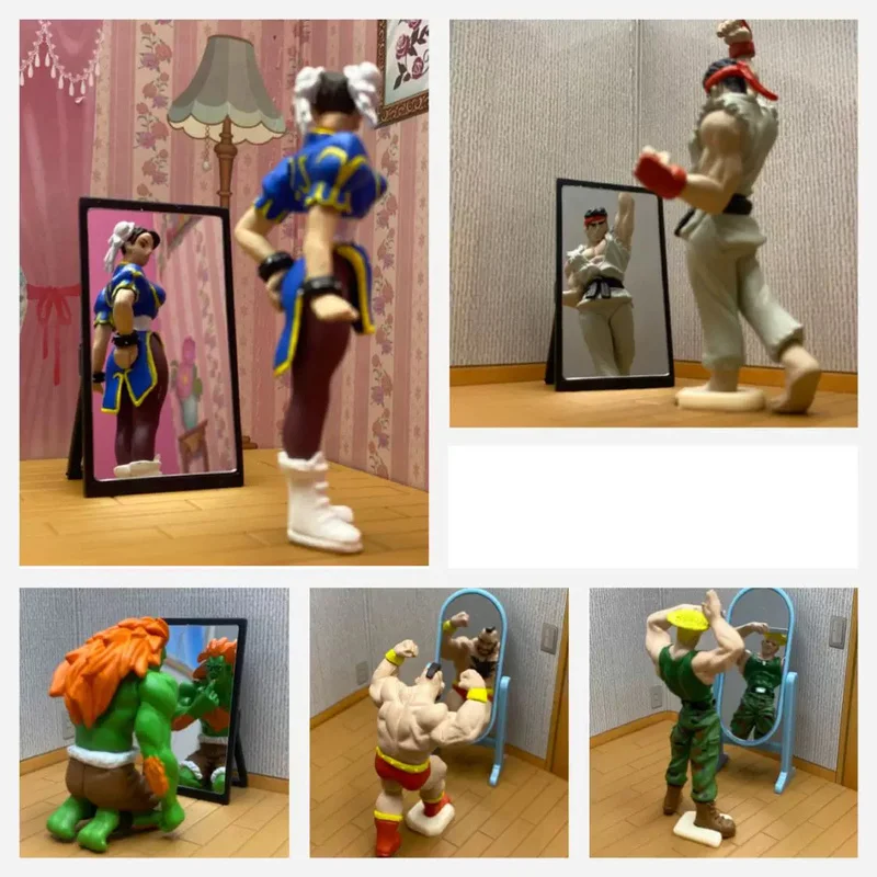 

Original Street Fighter Gashapon Toys BLANKA ZANGIEF Chun-Li Ryu Looking in The Mirror Action Figures Capsule Toys Gifts