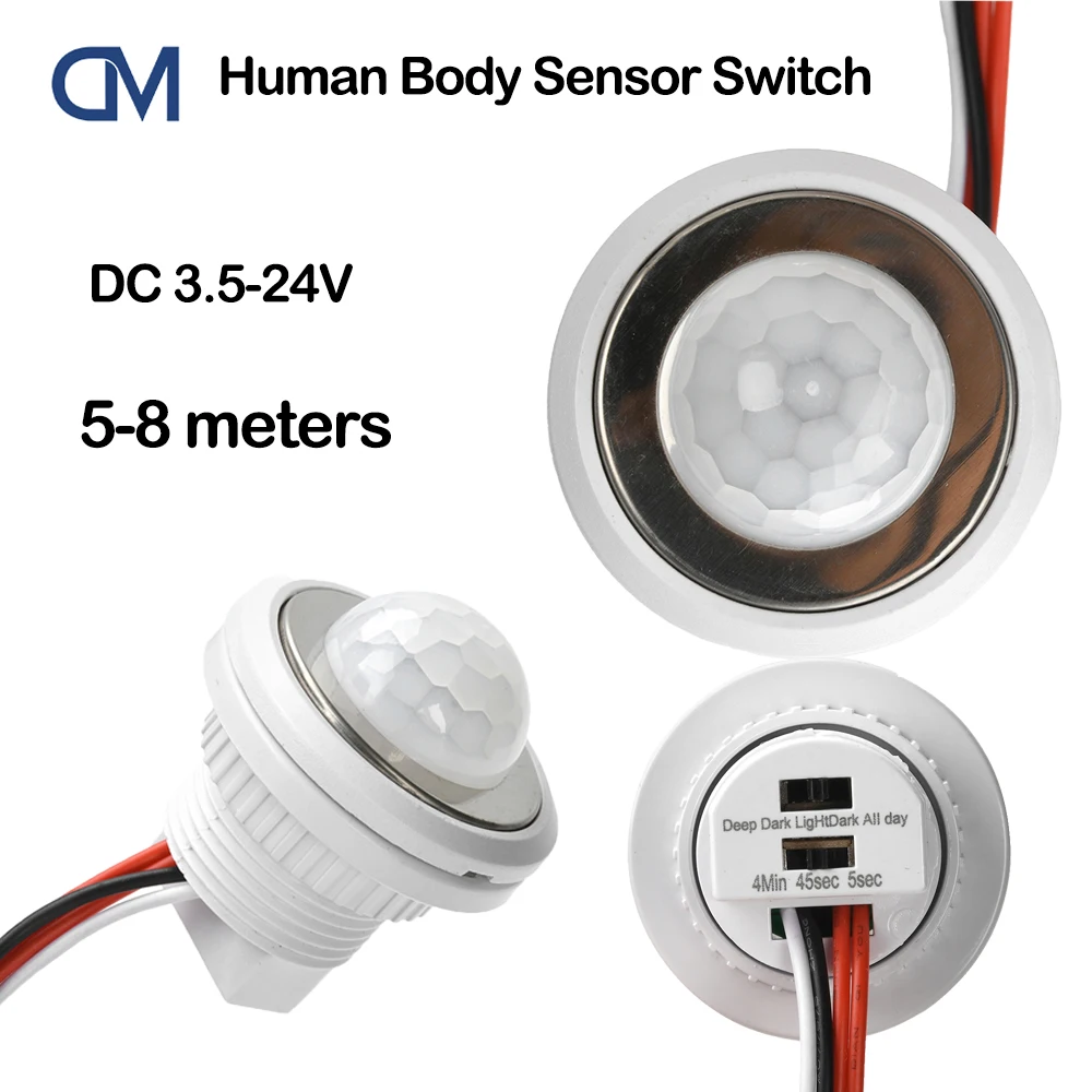 DC 3.5-24V Automatic Sensor Light Switch LED PIR Infrared Motion Sensor Detection Night Light Indoor Outdoor