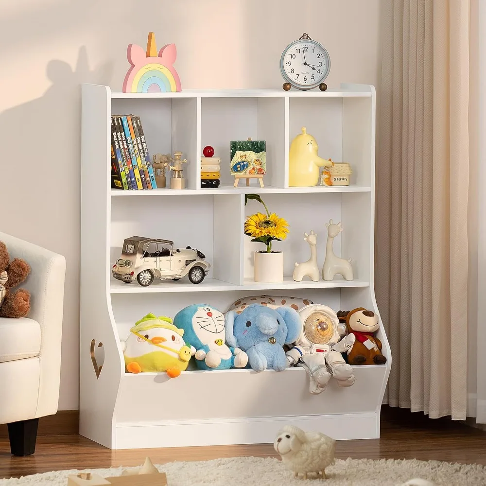 Lerliuo Kinder Spielzeug Aufbewahrung organisator, 3-stufiges Kinder Bücherregal und Bücherregal, Kleinkind 6 Cubby Spielzeug Aufbewahrung schrank, Spielzeug regal