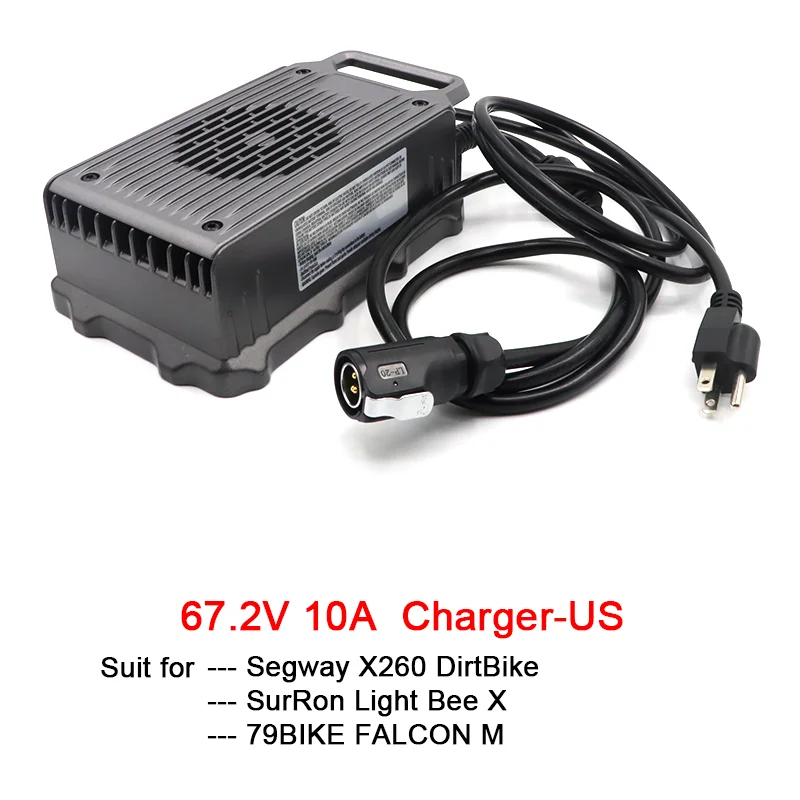 67.2V 10A Snelle Oplader voor E-Motorfiets Surron Light Bee X,Segway X260 DirtBike,79BIKE FALCON M,3pin Power Adapter - afbeelding 1