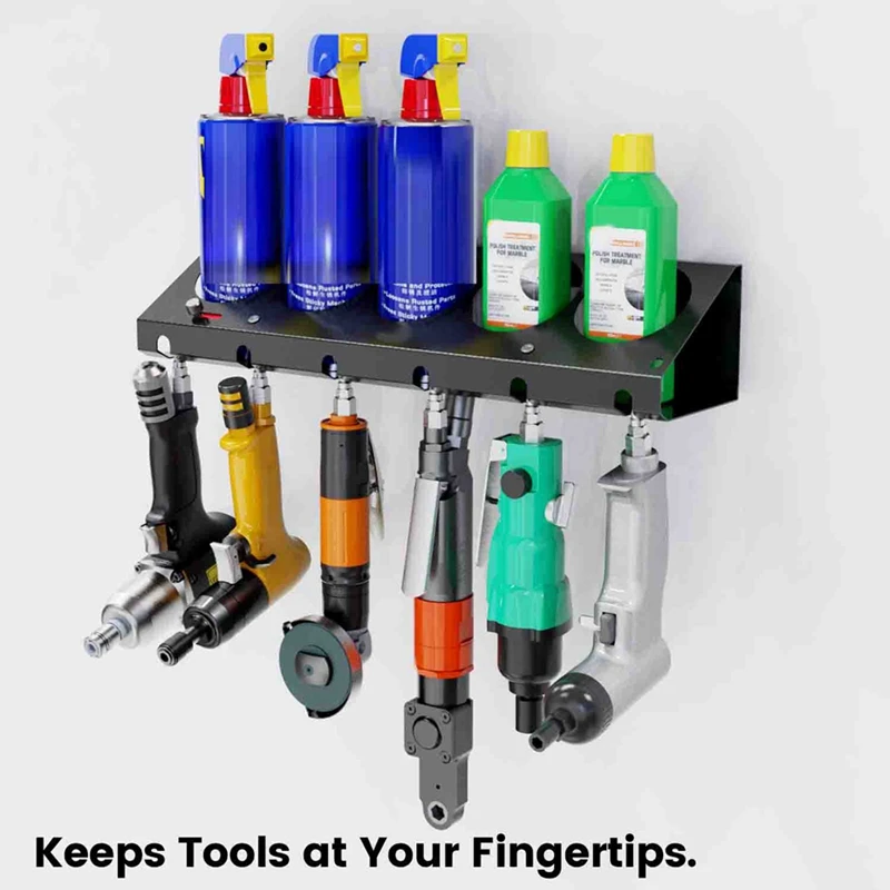 

Pneumatic Tool Holder/Aerosol Rack Combo, Wall Mounted Spray Can Bottle Holder, Air Tool Organizer