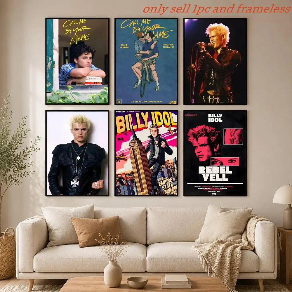 Rock SINGER B-Billy Idol Poster Mural HD Wall Decals for Bedroom Living Room Home Self-Adhesive Decor Gift