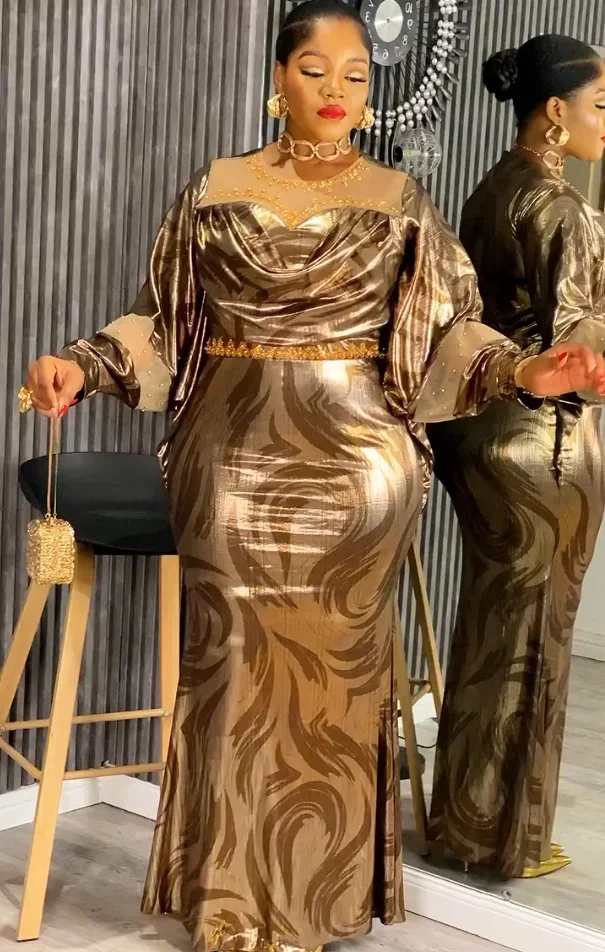 

2025 African Clothes for Women Plus Size Long Sleeves Birthday Abaya Dresses Luxury Party Wedding Dress Outfits Africa Clothing