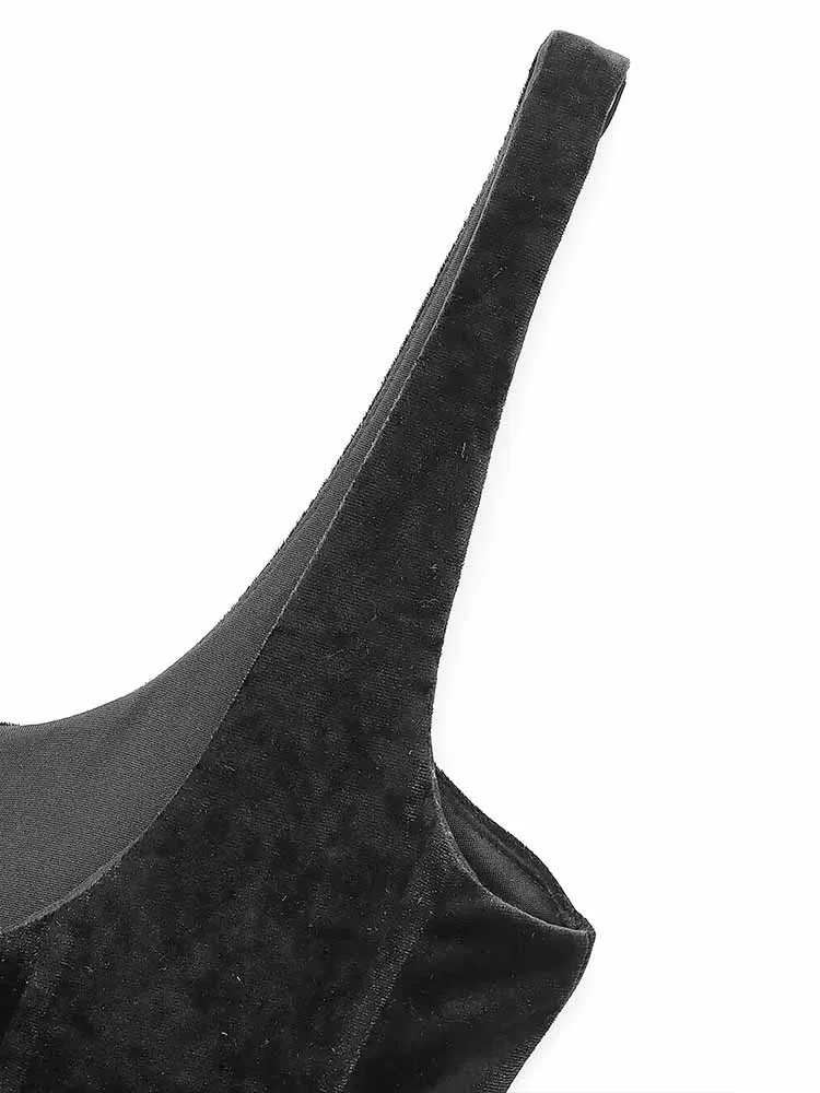 النمط الأوروبي والأمريكي الخريف والشتاء تصميم الملابس النسائية الجديدة العصرية والبسيطة فستان على طراز مشد مخملي #4