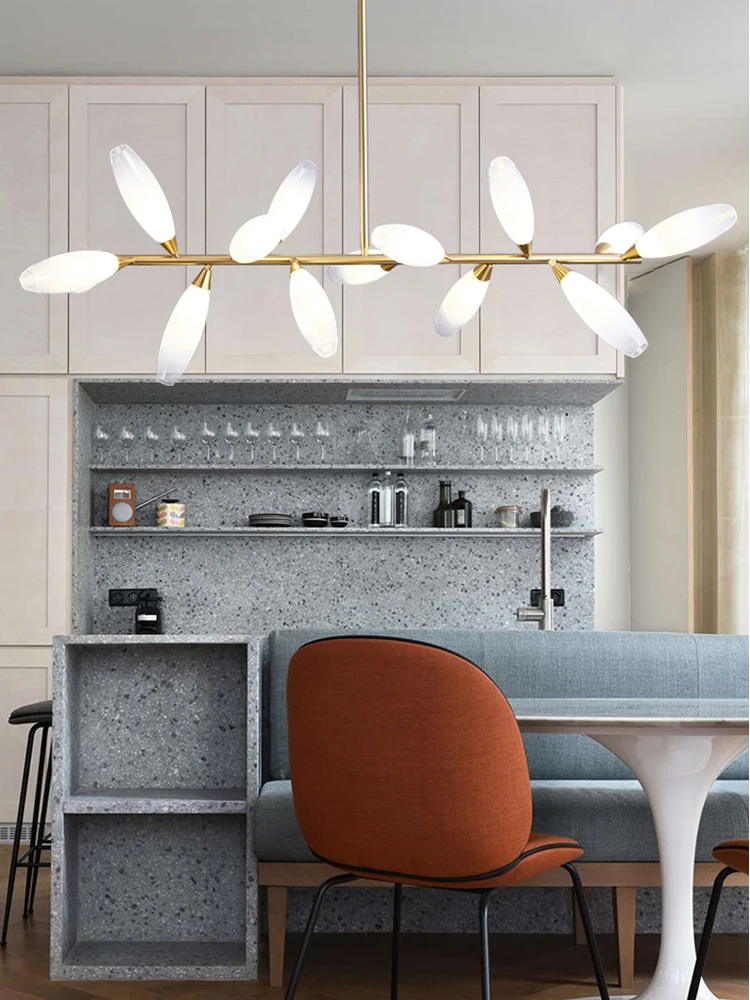 

Frosted White Glass Chandeliers LED Modern Lighting Fixture Long Hanging Lamp for Ceiling Dining Table Decor Bar Lustre Foyer