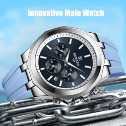 REWARD Men Watches Quartz Analog Waterproof Luminous Date Wrist Watch Silicone Strap Luxury Casual Watch for Men
