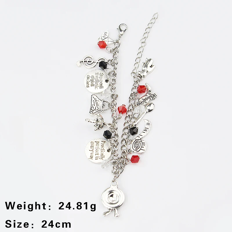 Women Fashion Mary Poppins Vintage Charms Bracelet Bangles Gemstone Crystal Beads Chain Links Bracelets Christmas Jewelry