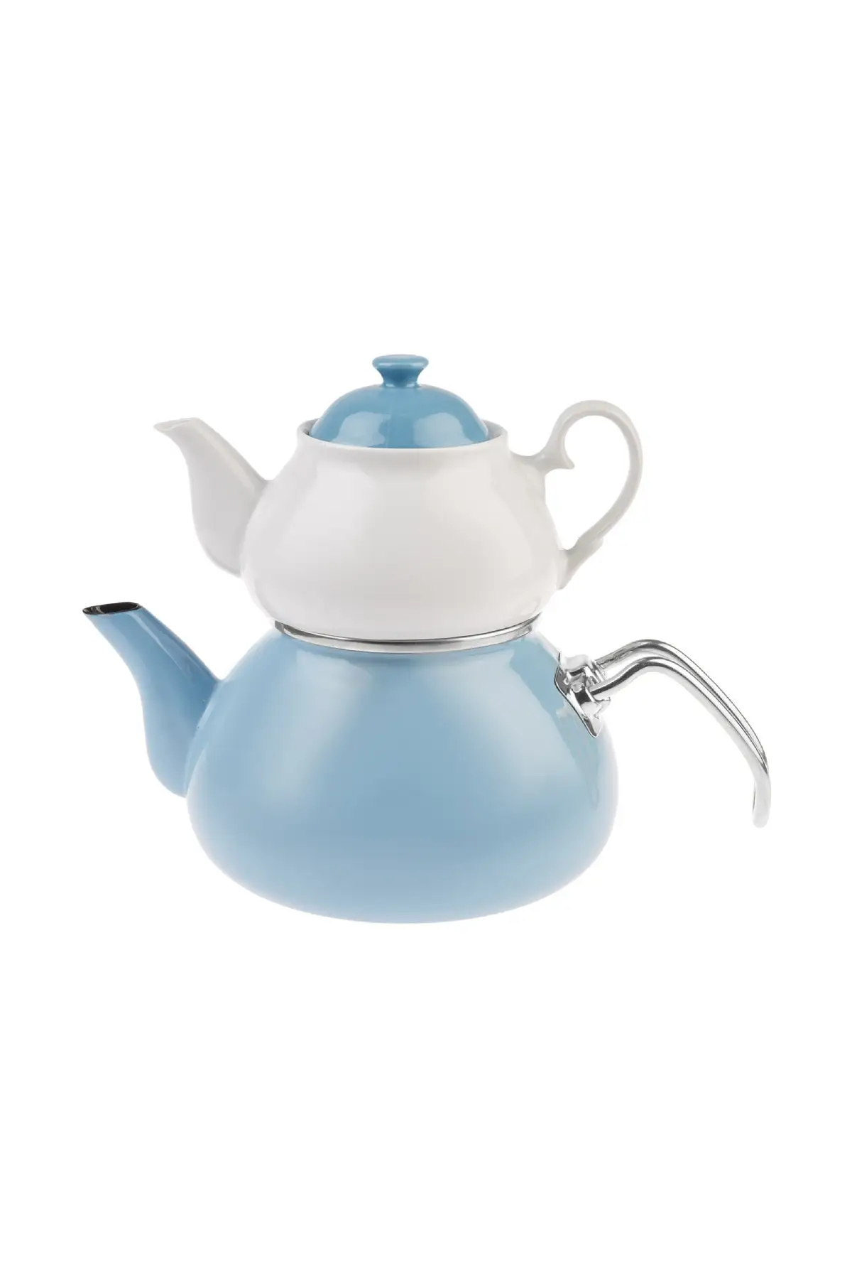 Midi Enamel Baby Blue Teapot Set Turkish Tea Infuser Set Coffee Infuser