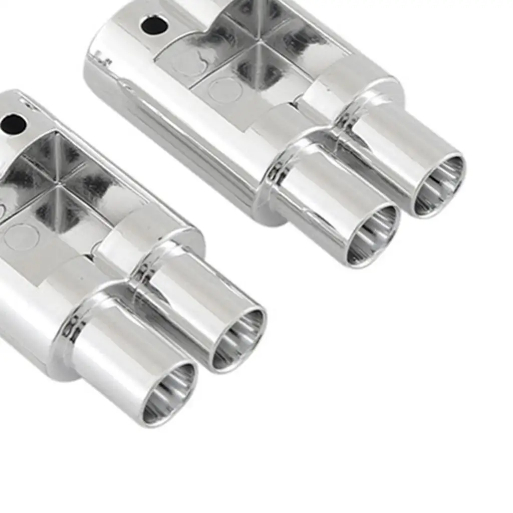 Tubos de escape de carro rc, plástico prateado, saída dupla, peças rc, escala 1/10, acessório diy para carro de deriva rc