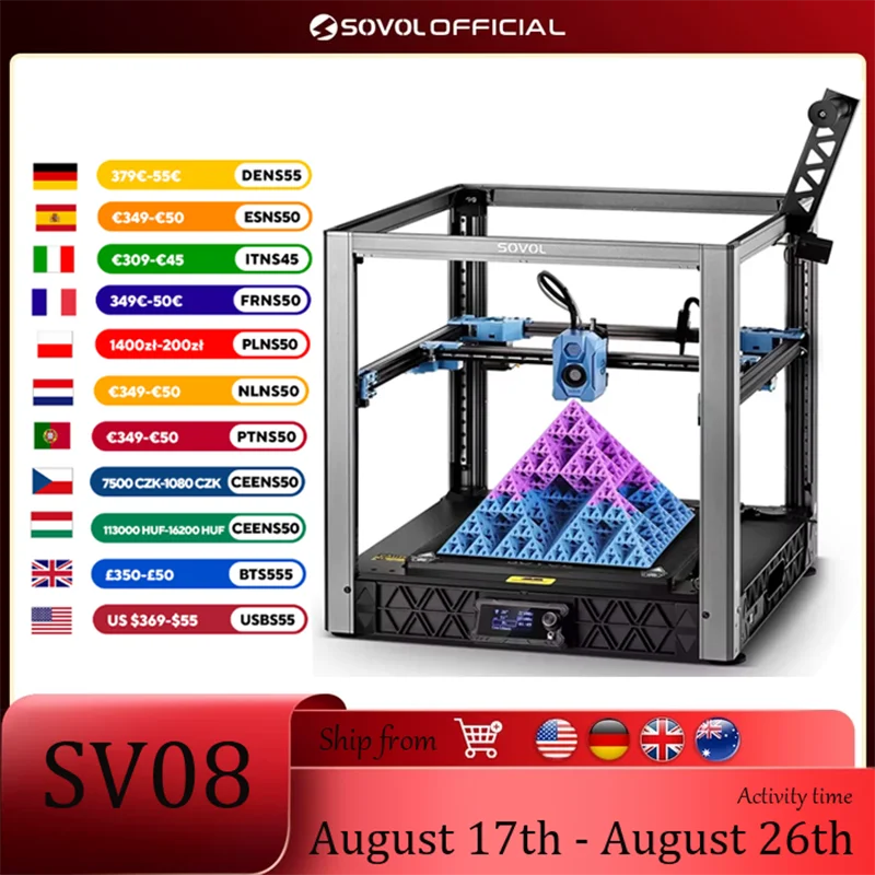 Sovol SV08 Core-XY 3D-Drucker Open Source, max. 700 mm/s Hochgeschwindigkeits-3D-Drucker mit 300 ℃   Verstopfungsfreies Hotend und Kamera