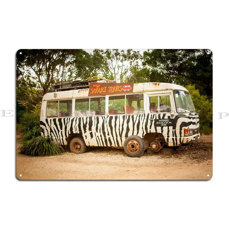 Safari Bus Metal Sign Club Designs Rusty Home Wall Cave Tin Sign Poster