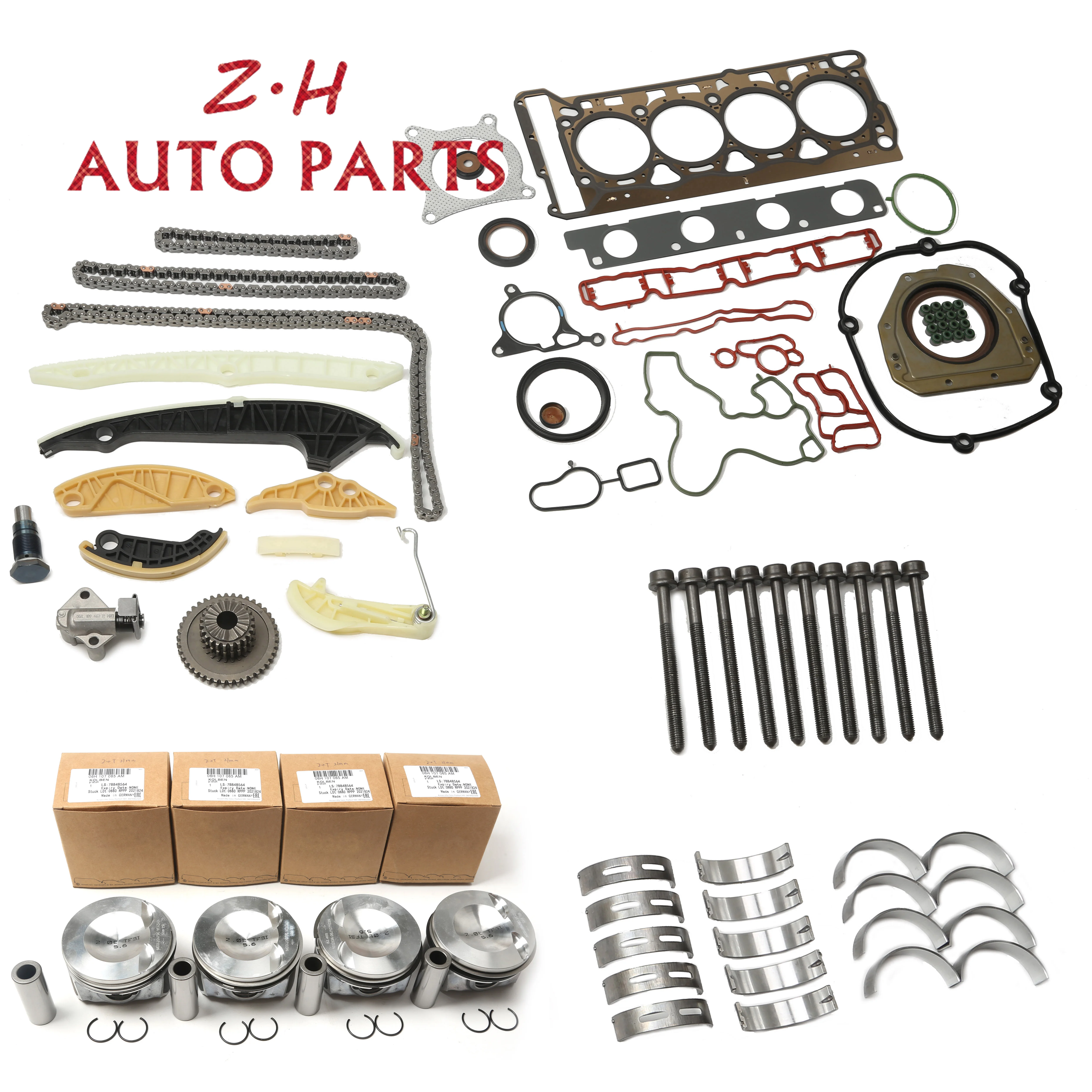 

2.0T Engine Overhaul Set Repair Rebuilding Kit 06H 107 065AM 21MM Piston Timing Chain Tensioner Kit For Audi A4 A5 Q5 TT VW CC