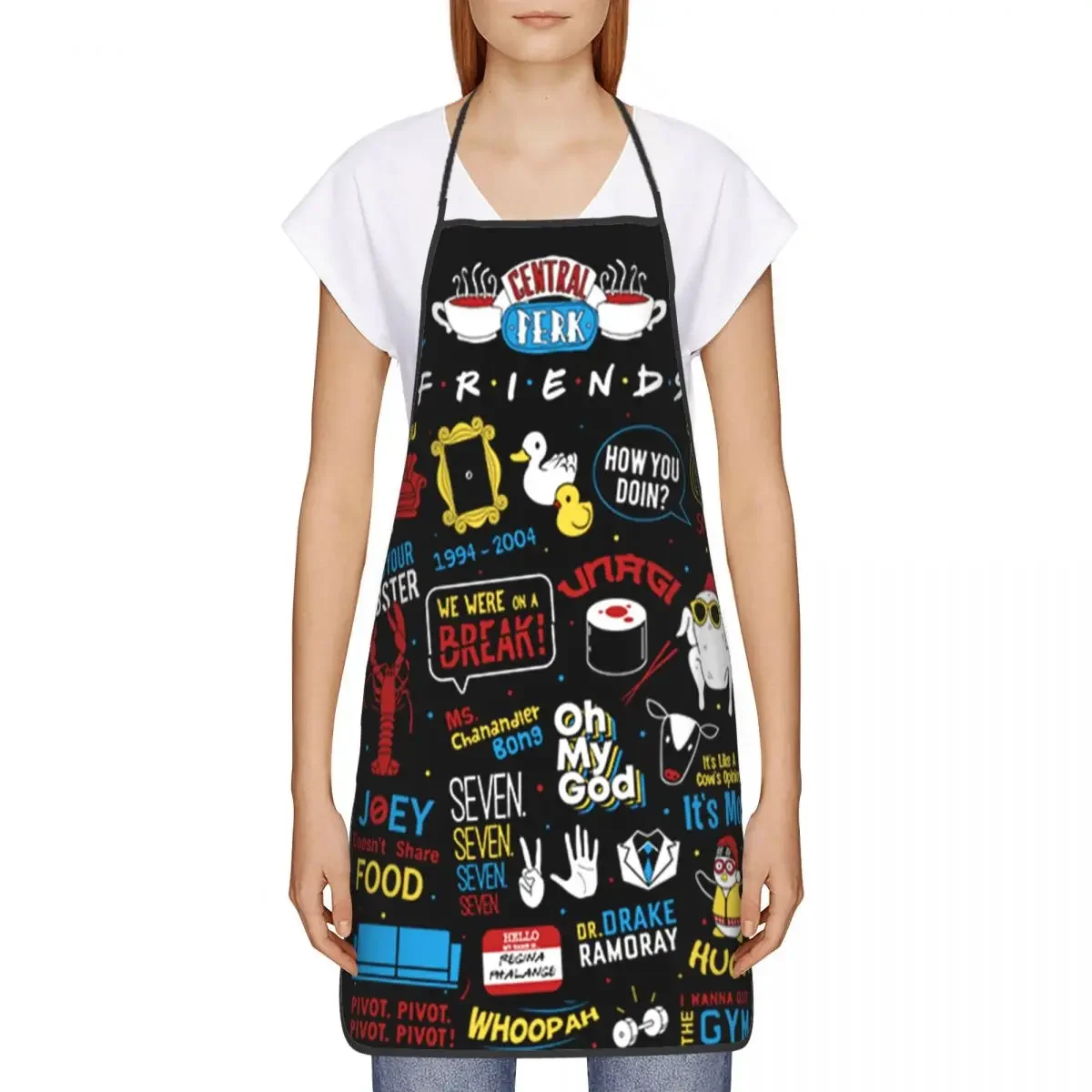 TV Show Friends Symbol Funny Aprons for Men Women Adult Unisex Kitchen Chef Bib Tablier Cuisine Cooking Baking Gardening