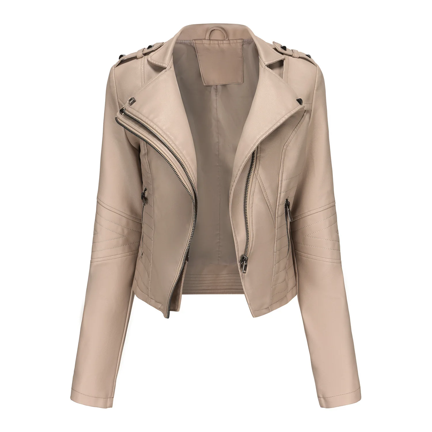 PU Faux Leather Jacket Women fashion Casual Biker Jackets Outwear Female Tops spring and autumn Black Leather Jacket Coat