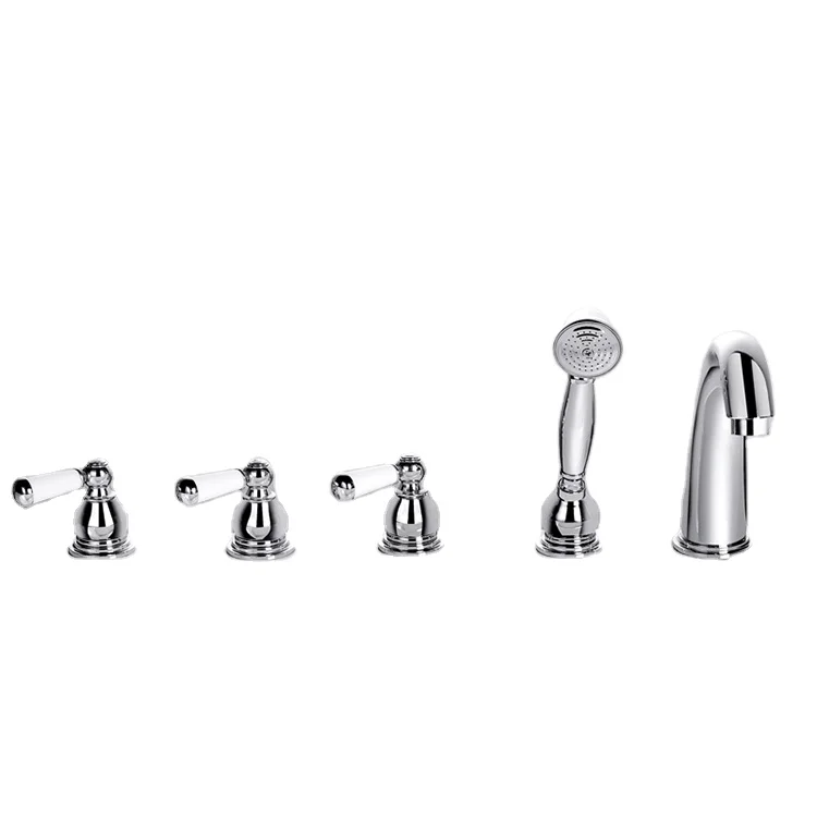 

Classical 5 Holes Brass Deck Mounted Bath Mixer Faucet Bathtub Taps Mixer Chromed