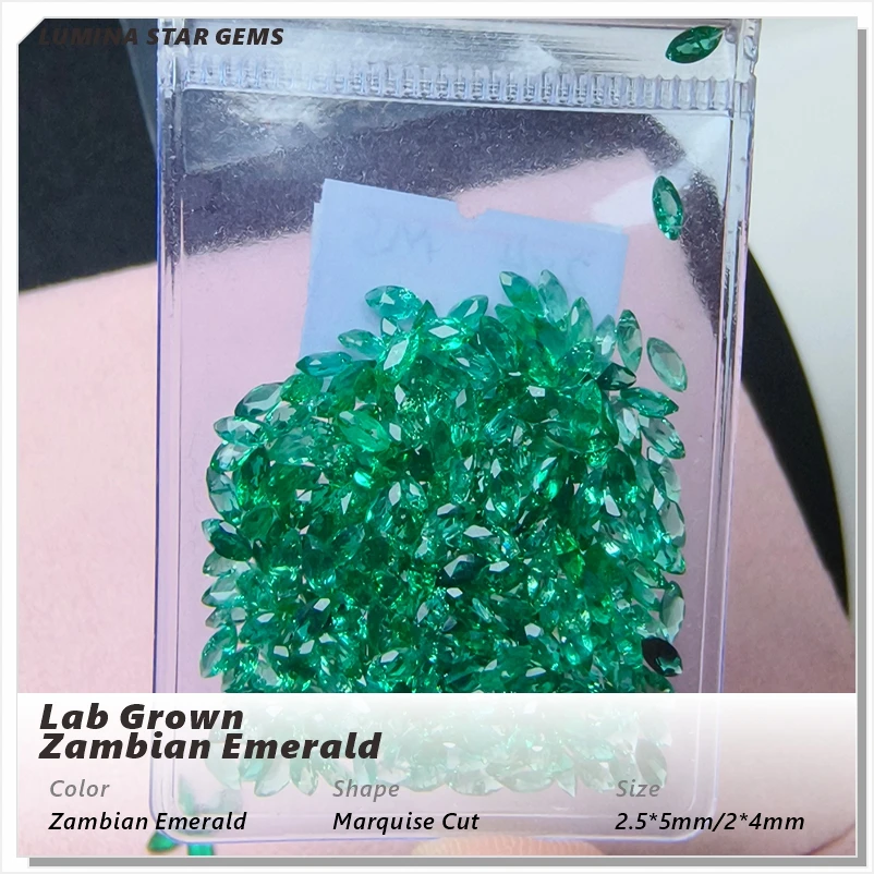 

Lab Grown Zambian Emeralds Marquise Cut Hydrothermal Hand Cutting For Jewelry Setting&Custom Design Selectable AGL Certificate