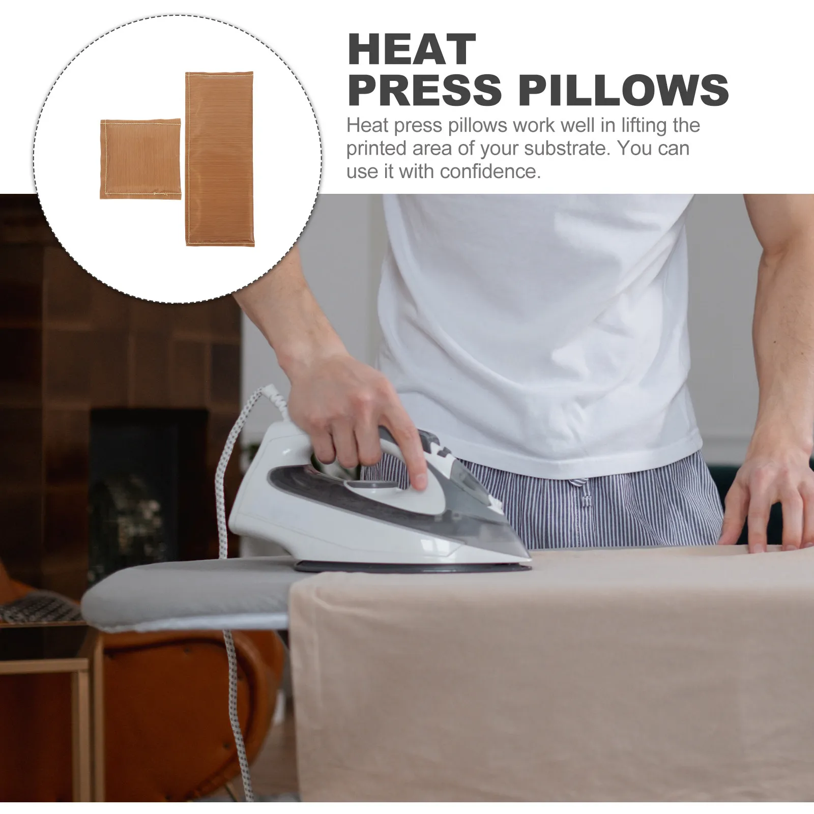 2Pcs Heat Press Pillows Cotton Resistant Pillow Mat for Smooth Even Surface Vinyl Transfer Projects Ironing Cushion