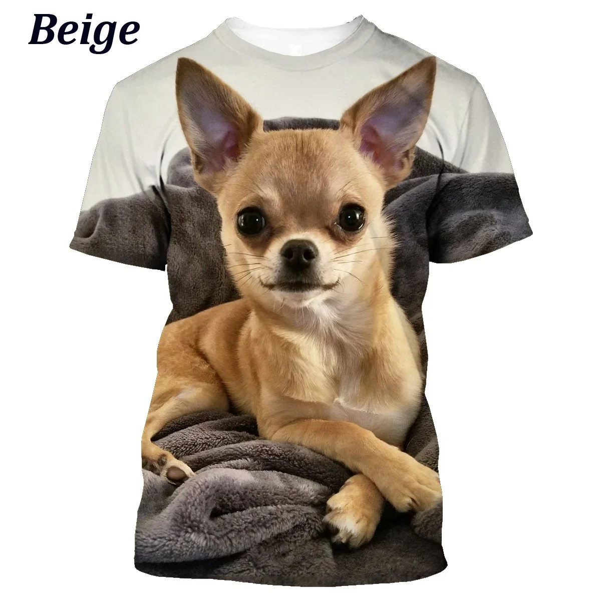 Summer New Cute Dog Chihuahua Printed T-shirt Men Women Casual Short Sleeve tops Oversized fashion Harajuku Street clothing