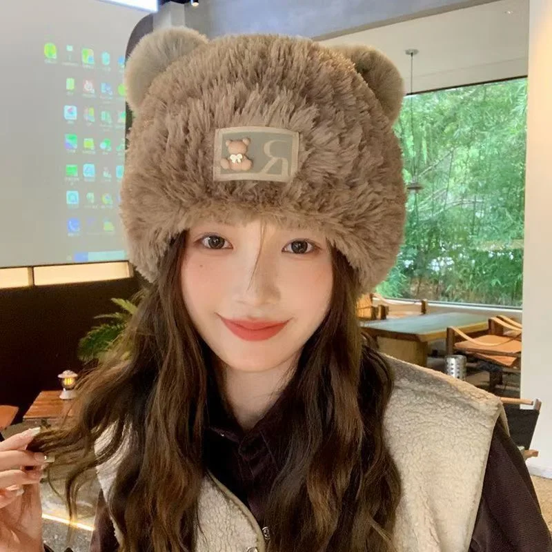 Letter Bear Ears Knittedcute Woolen Hat Beanie Hat Cat Ears Beanie All-Match Skull Lovely Cap Winter/Autumn Cute Popular Hat image 3