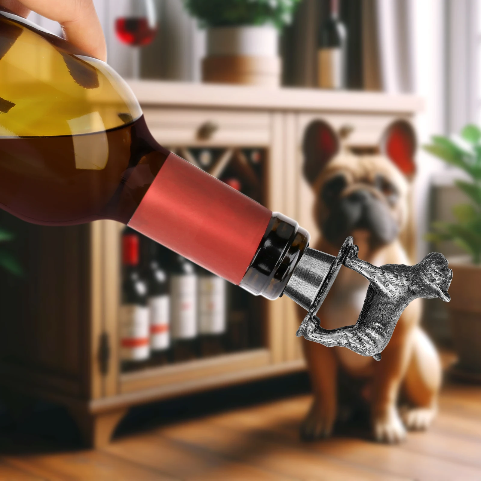 LKKCHER French Bulldog Wine Stopper Novel Pet Dog Wine Accessories Wine Gifts for Men Women French Bulldog Lovers Bottle Saver