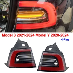 LED Tail Light Assembly For Tesla Model 3 2021-2023 Model Y 2020-2024 Amber Turn Signal Rear Brake Fog Lamp Taillight 4 Pins