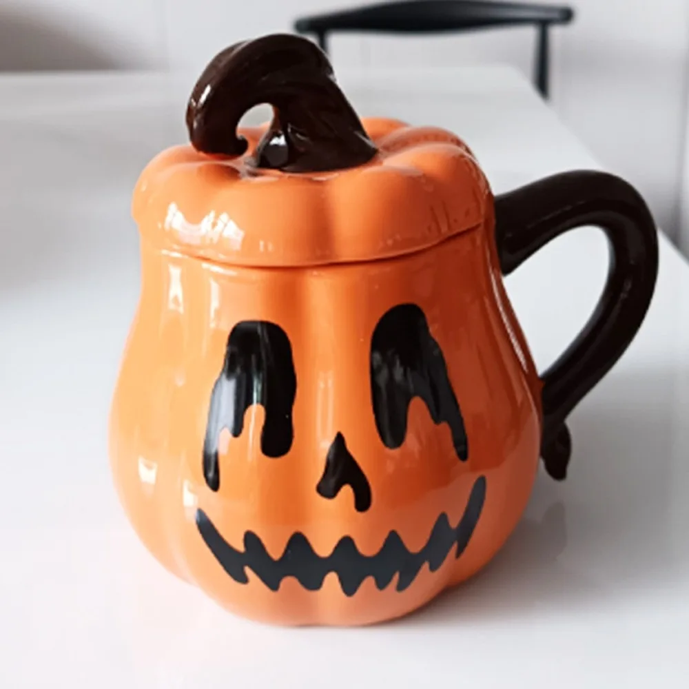 Halloween Ceramic Mug Set Retro Cartoon Pumpkin Couple Cup Creative Holiday Gift Coffee Tea Milk Mug