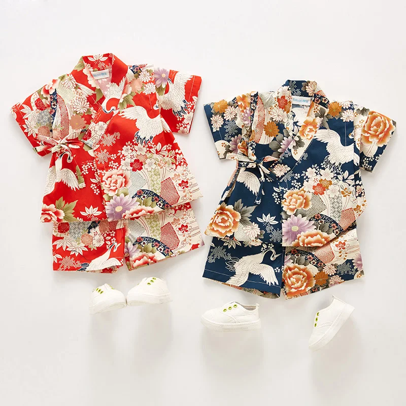 

Summer Children Yukata Clothing Girl Boy Japanese Kimono Baby Dress Kids Yukata Costume Traditional Kimono Cotton Pajamas Z957