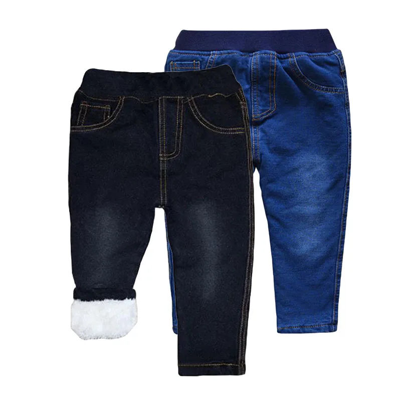 2024 New High quality thick winter warm cashmere kids baby pants Boys Girls children\' cotton trousers children jeans1-6Y