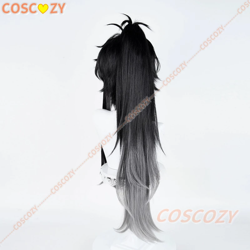 Wuthering Waves Qiuyuan Cosplay Wig Black Grey Long Hair Halloween Party Hair for Women Men Carnival Festival Props Accessories
