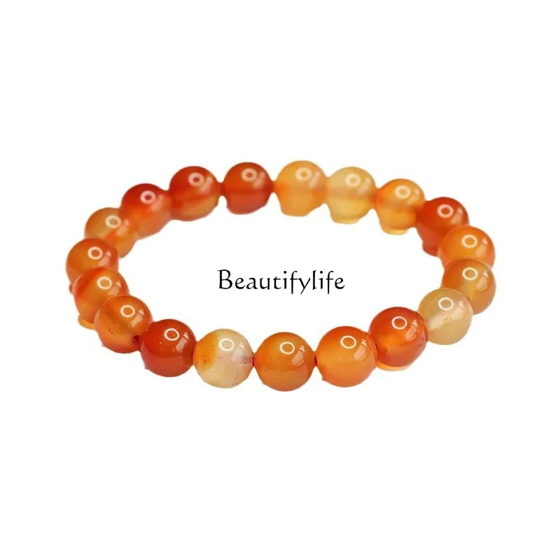 

Natural primary color agate bracelet ice-moistened candy red and yellow chalcedony jewelry wholesale hair