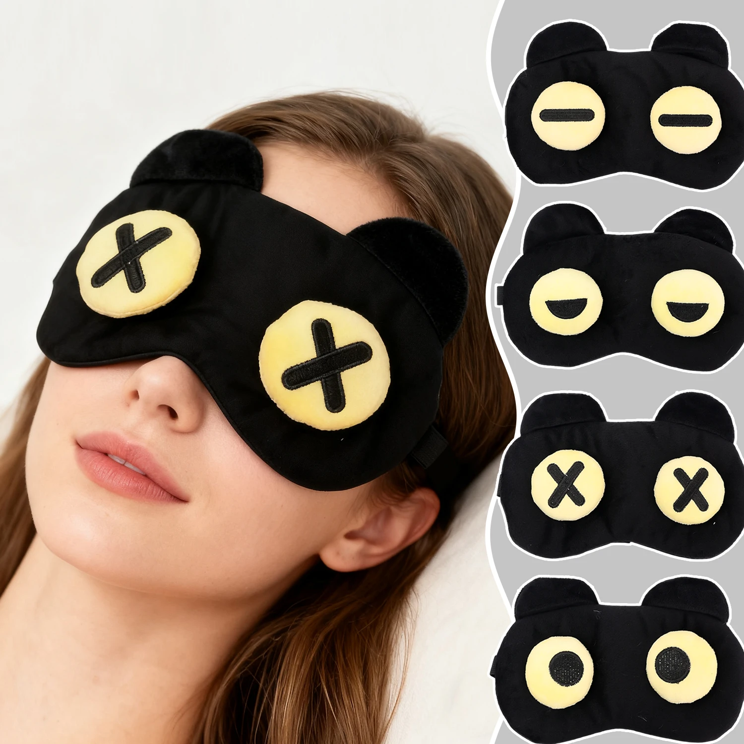 Masque pour les yeux de sommeil de dessin animé mignon drôle Anime couverture pour les yeux masque de couchage enfants yeux ombre bande bandeaux aide au sommeil voyage repos oculaire