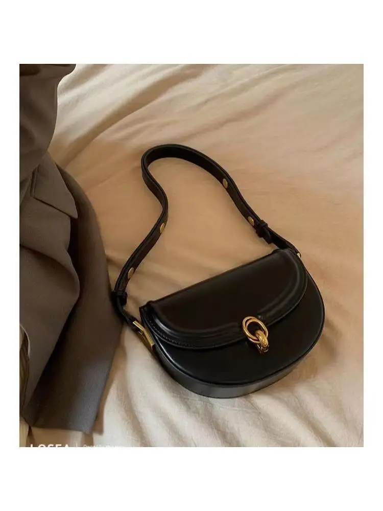 Saddle Small Crossbody Bags For Women 2023 Trend Luxury Designer Underarm Shoulder Bag PU Leather Flap Ladies Handbags