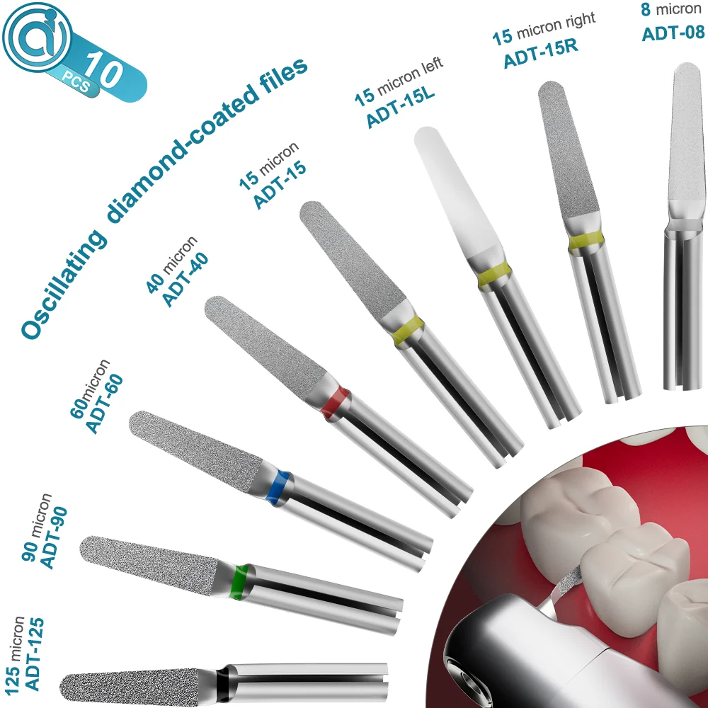 

10pcs/8pcs Mixed Size AI-ADT Dental Mini Saw Blades Diamond-Coated Files for Interproximal Stripping Orthodontic Handpiece