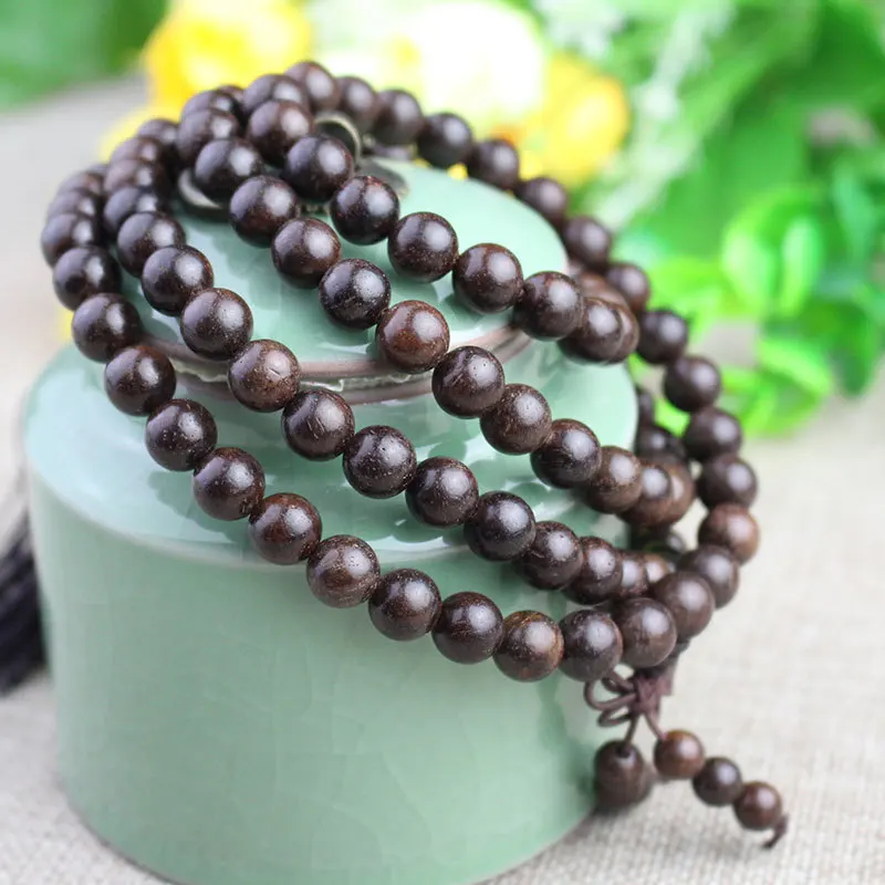 Conbretum Imberbe Bracelet108Buddha Beads Amusement Article Bracelet Necklace Leather Black Wood like Vietnamese Soil Eaglewood