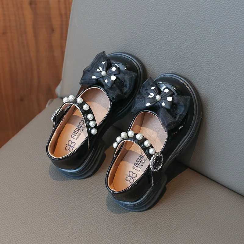 Kid's Red Leather Shoes For Girls Summer Infants Black School Flats Princess Shoes Big Kids Girls Preppy Soft Soled Single Shoes