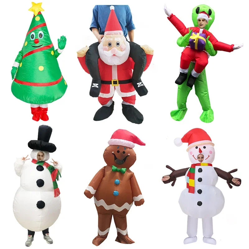 Weihnachts baum Schneemann Santa Claus aufblasbare Kostüme Anzug Cosplay Phantasie Party Kleid Halloween Kostüm für Männer Frauen