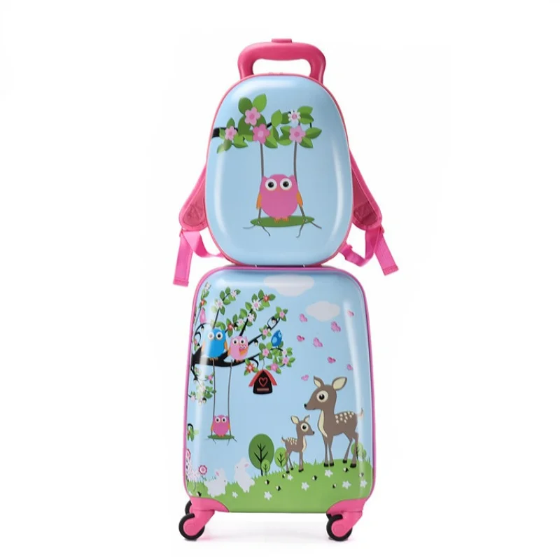 Imagem -02 - Polegadas Crianças Bagagem Conjunto Mala de Viagem Infantil Bonito dos Desenhos Animados Crianças Bagagem Trolley Case com Mochilas Cabin Rolling Bagagem 18