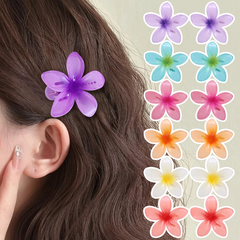 1/6pcs Summer New Fashion Sweet Flower Hairclips Women Girls Plumeria Side Bangs Claw Pins Barrette Headwears Hair Accessories