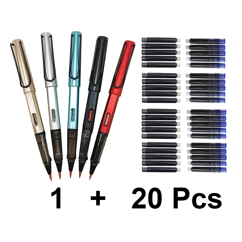 1Pcs Refil Ink Water Brush Pen Portable Calligraphy Pen for School Office Writing Multifunction Chinese Brush Pen Morandi