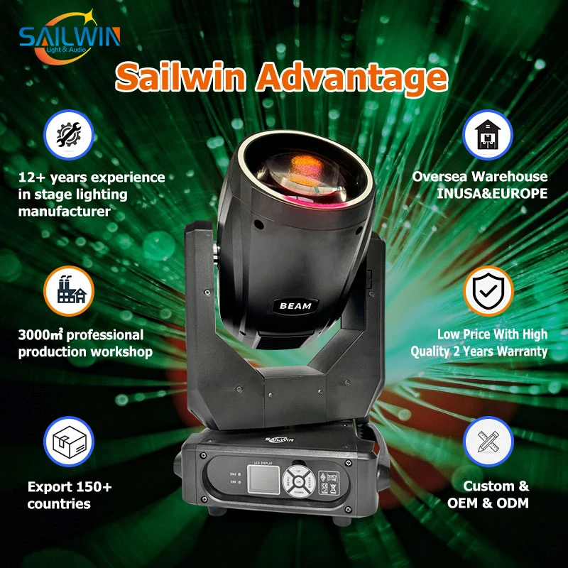 SAILWIN Sharpy 295W 14r 조절식 무빙 헤드 빔 라이트 무대 조명 장비 웨딩 DMX RGBW 무빙 헤드 라이트