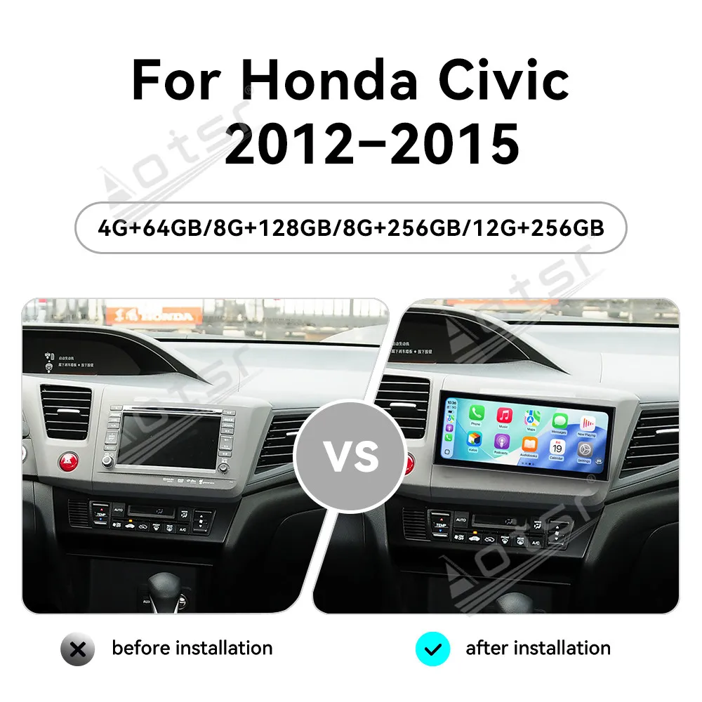 

Android 15 15.8 Inch HD Screen Car Radio For Honda Civic 2012-2015 Car Multimedia Video Player GPS Navigation Carplay Unit DSP
