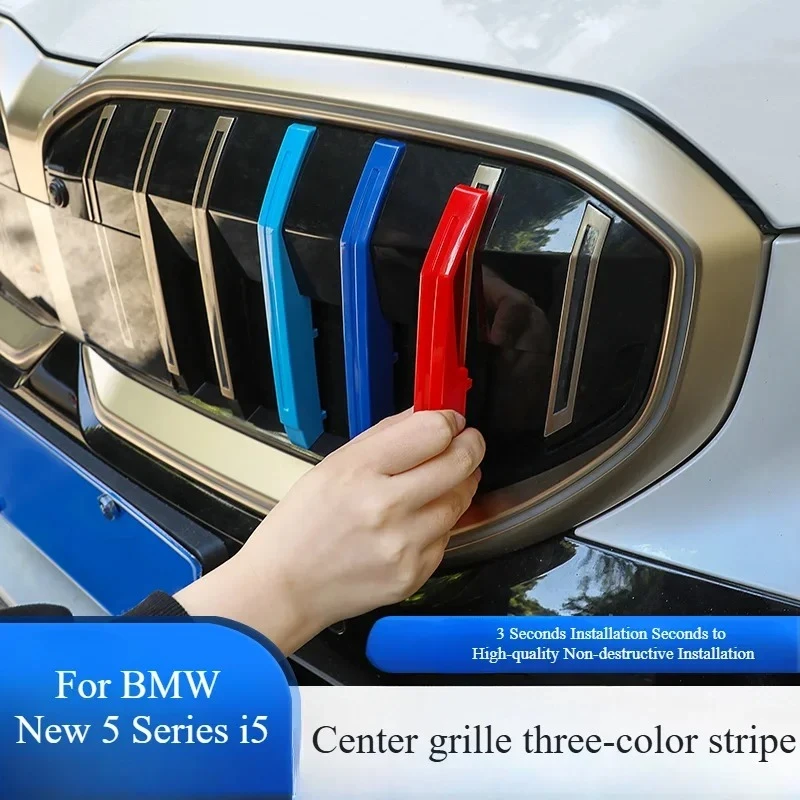 

For BMW New 5 Series I5 525 530 2024 2025 Car 3 Colors Front Grille Cover Bumper Stripe Stickers Auto Styling Grille Accessories