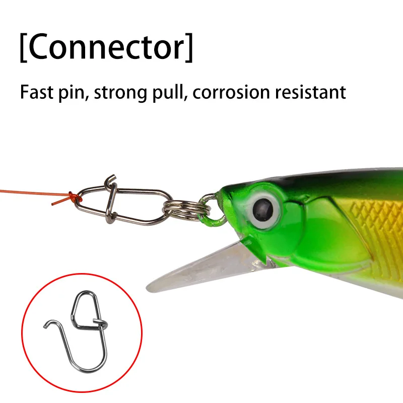 100pcs #000-4# Fishing Nice Hooked Snap Pin 304 Stainless Steel Fishing Barrel Swivel Lure Connector Accessories Connector Snap